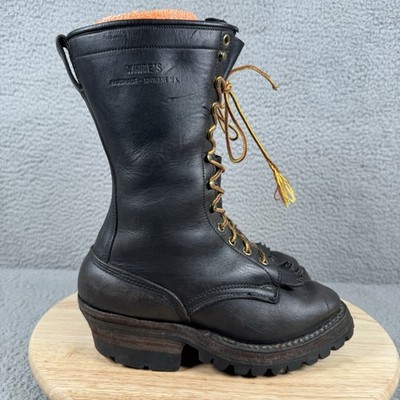Whites Explorer Tall Smoke Jumper Logger Hi Line Black Leather Work Boots 7.5