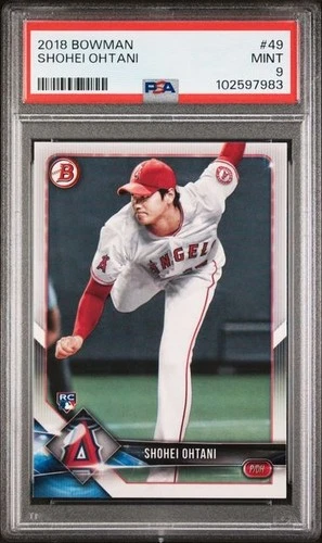 SHOHEI OHTANI 2018 TOPPS BOWMAN 49 PITCHING ROOKIE CARD RC PSA 9 MINT #102597983