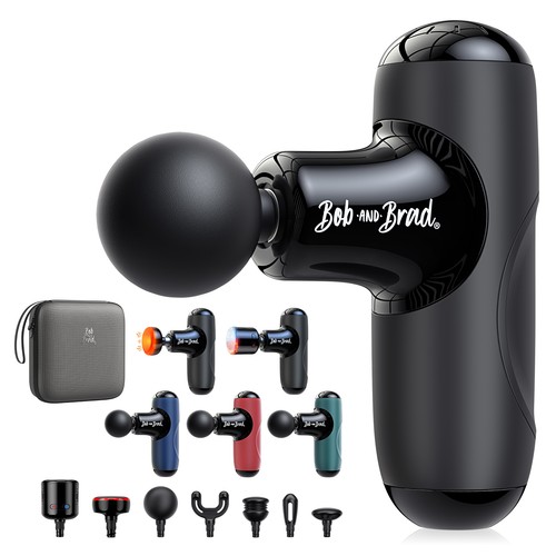 Bob and Brad Q2 Mini Pocket-Sized Deep Tissue Percussion Massager Gun w/5 Heads