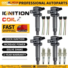 4PCS Ignition Coils & Spark Plugs For 2003-2008 Toyota Matrix Pontiac Vibe 1.8L