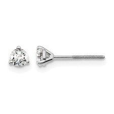 14K White Gold 1/4Ct Round Cut Lab Grown Diamond VS F Screw Back Stud Earrings