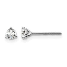14K White Gold 1/4Ct Round Cut Lab Grown Diamond VS+ F+ Screw Back Stud Earrings