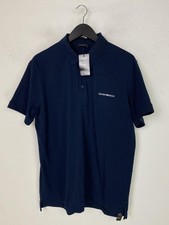 Image of Emporio Armani Navy Polo Shirt Swimwear Regular Short Sleeve Logo UK XL NEW