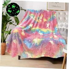 COMFAR Unicorn Glow in The Dark Blankets for Girls, Kids 40"x 50" Unicorn 2