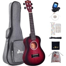 Rote Konzert Ukulele 23 Zoll für Kinder und ...