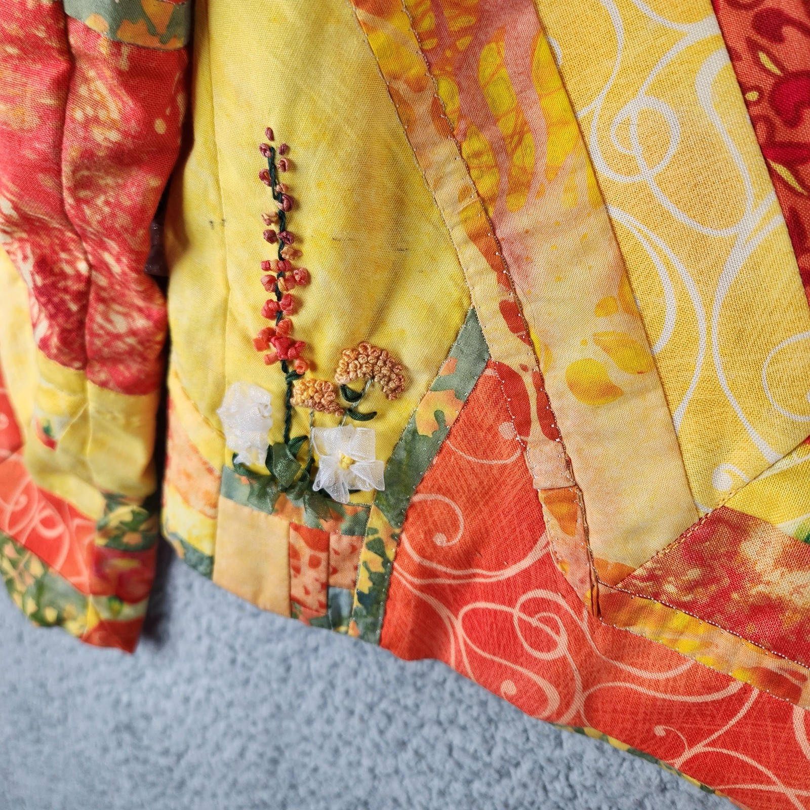 Handmade Patchwork Quilted Jacket Womens Medium O… - image 18