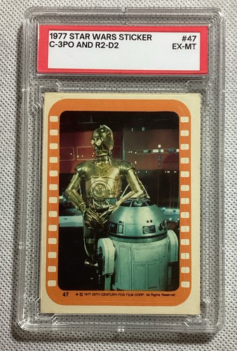 1977 Topps Star Wars Stickers #47 Threepio and Artoo — PSA 6