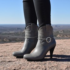 Women Silver Metal Chain Fashion Boot PAIR Bracelet Shoe Flower Charm HANDMADE