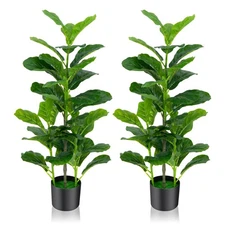 Artificial Tree 2-Pack Artificial Fiddle Leaf Fig Tree forIndoor & Outdoor
