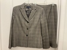 Evan Picone Skirt Suit Size 12 Women's Gray Business Modern Single Breasted