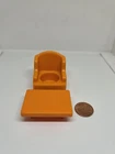Vintage Fisher Price little people orange living room chair & coffee table set