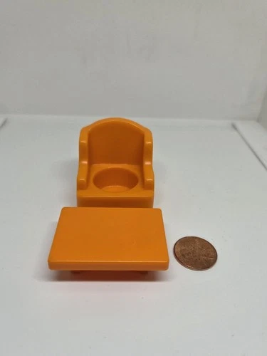 Vintage Fisher Price little people orange living room chair & coffee table set