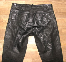 Pantera Pantaloni In Pelle Uomo Lederjeans Neri W36 L31-32