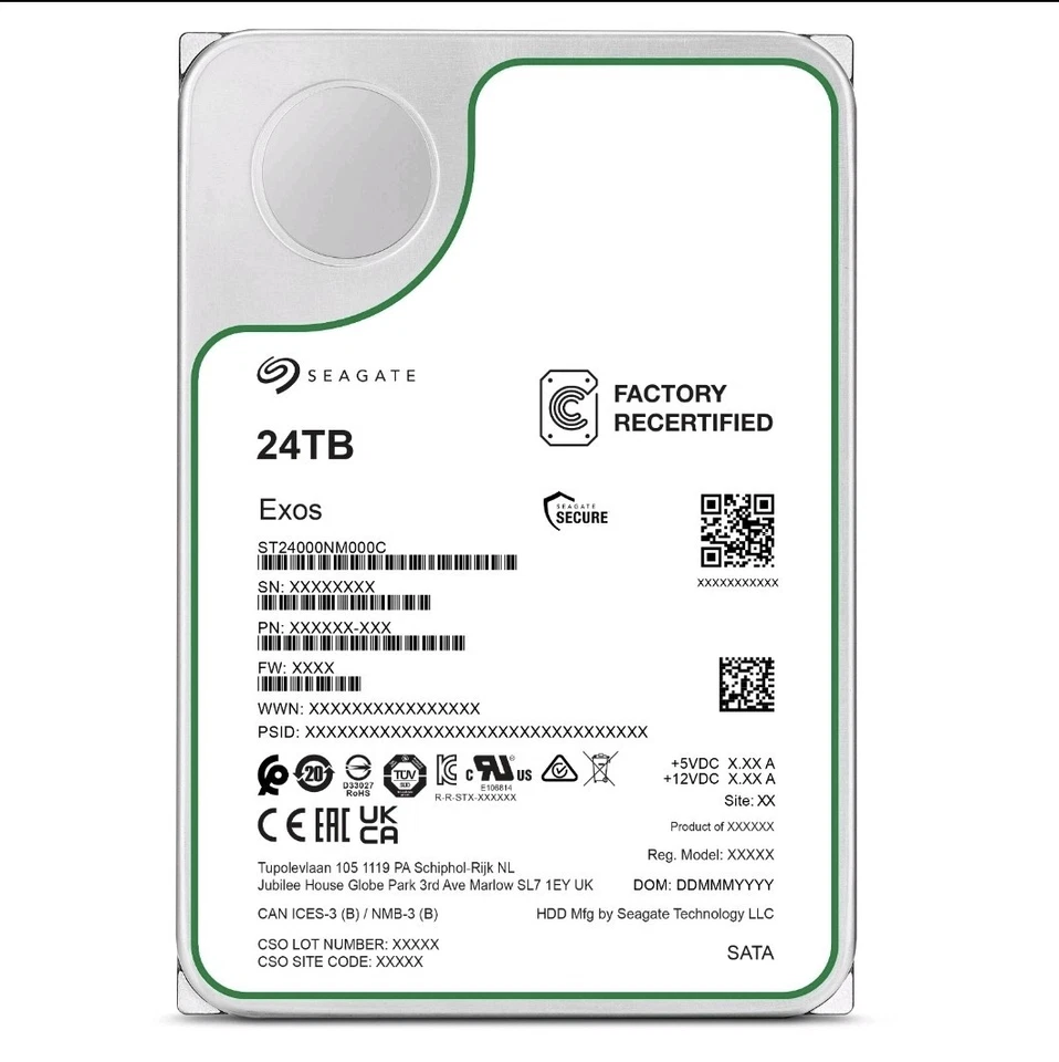 Seagate Exos HDD 24TB ST24000NM000C (Recertified) - Image 2 of 4