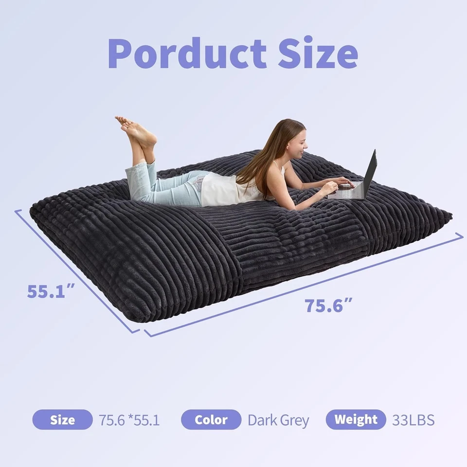 Sillas Bean Bag para adultos tumbona grande con cubierta extraíble 3 en 1 Foto 4 de 4