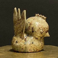 Vintage Pique Fleurs Oiseau Terre Cuite Emaillée - dans le Goût de Pouchain 80's