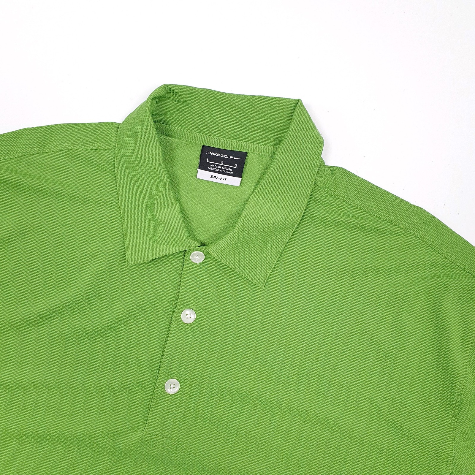 NIKE Green Polo Shirt Golf Dri Fit Short Sleeve Polyester Mens L image 3