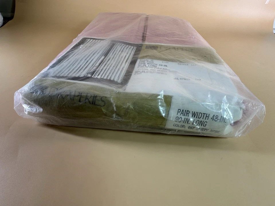 1 Par de Cortinas Sears Regal II 48x90" Rosa Polvorienta Vintage No Perfectas Foto 4 de 4