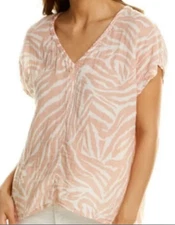 Michael Stars Draya Gauze Cotton V-Neck Top Blouse S Light Flowy Casual Summer