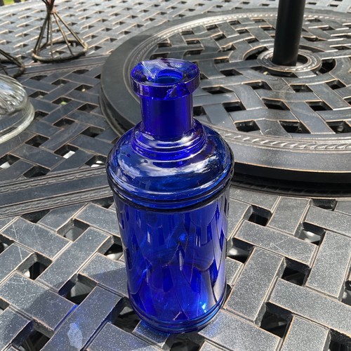 Botella antigua AZUL COBALTO 9” TINTA MAESTRA POUR SPOUT - Imagen 2 de 5
