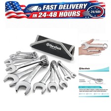 Duratech Stubby Combination Wrench Set Sae 11-piece 38 To 1 Inch Roll-up Pouch