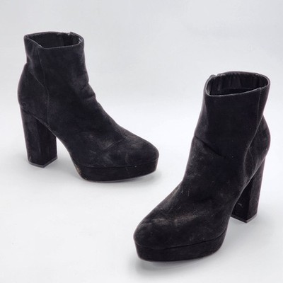 Rouge Helium Sorbet Faux Suede Black Platform Ankle Boots Size 10