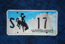 Wyoming State Cowboy License Plate Low # 17