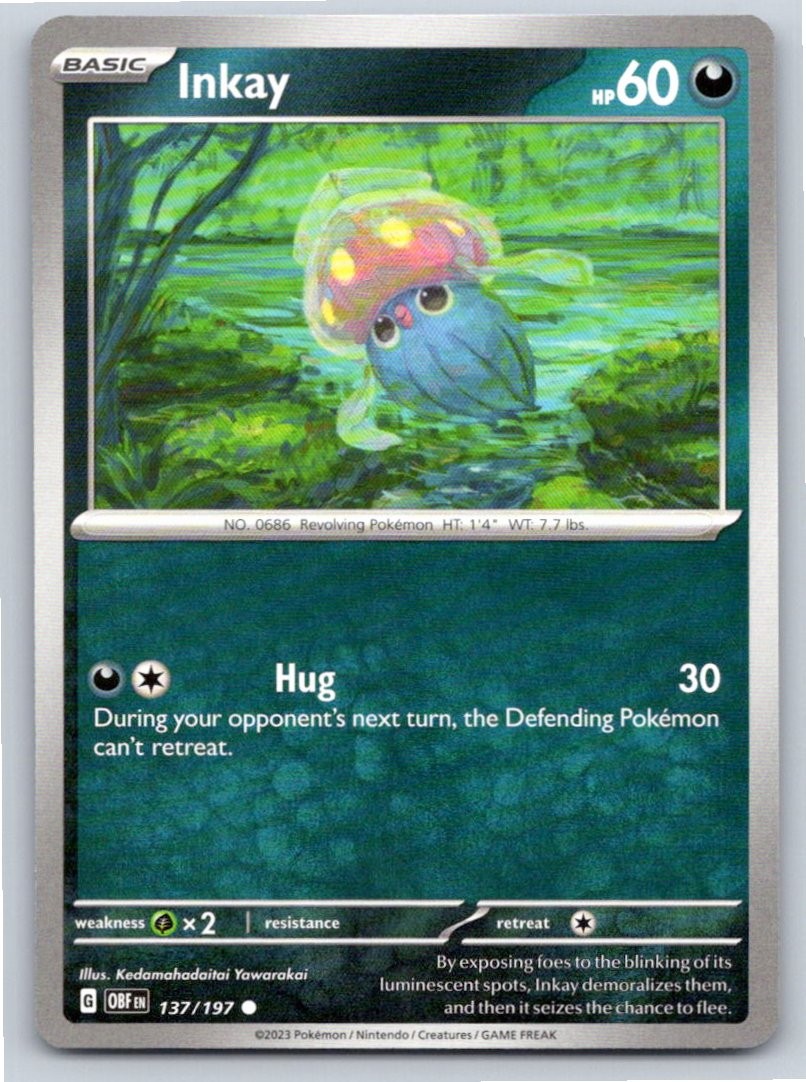 2023 POKEMON INKAY OBSIDIAN FLAMES 137/197 COMMON NM A28737 FREE S&H