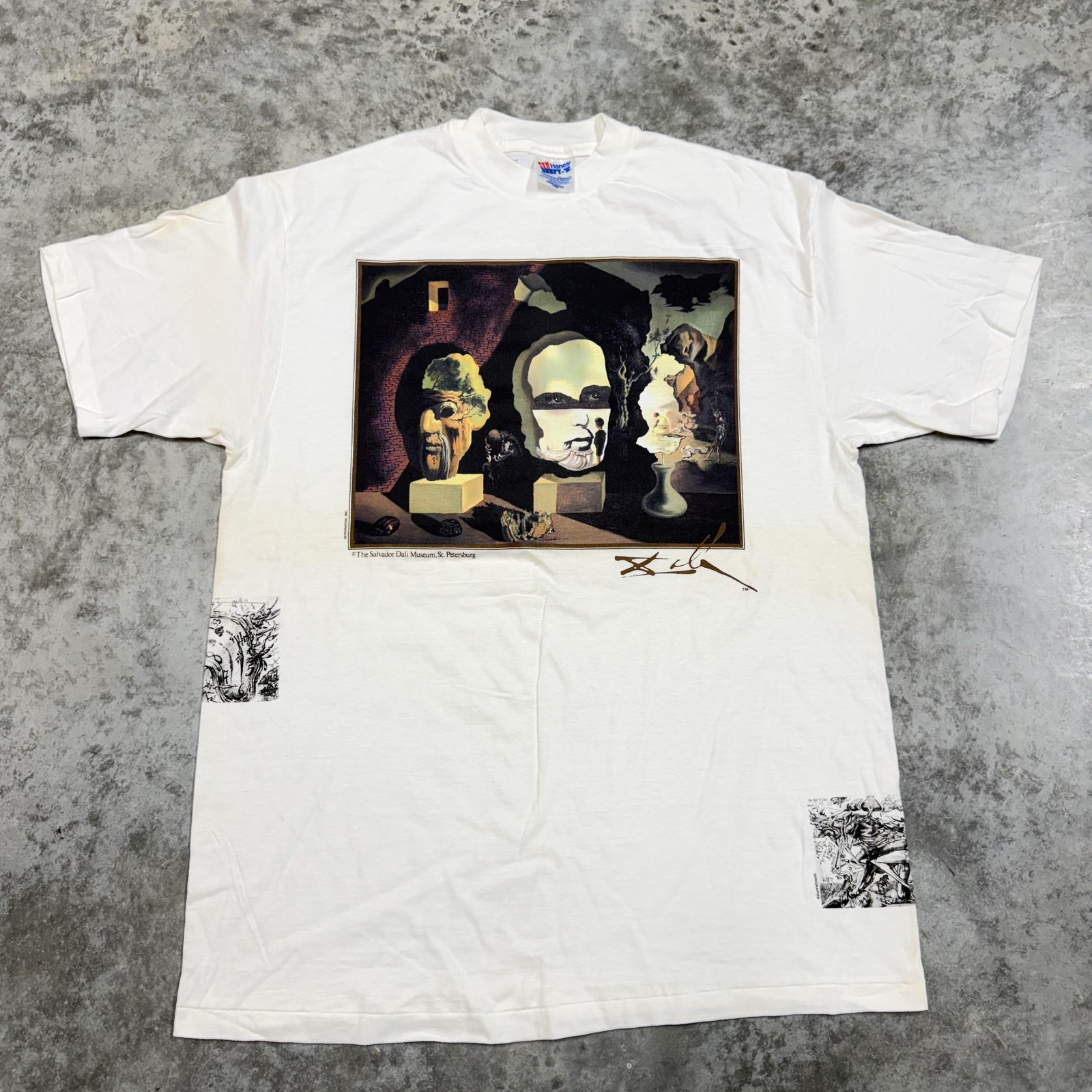 Vintage Salvador Dali shirt mens Large All over Rare test Print Art 90s USA