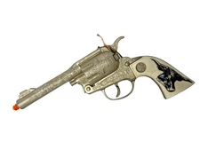 Vintage HUBLEY Cowboy CAP PISTOL Gun - TEXAN JR. - Black Steer Head Grips