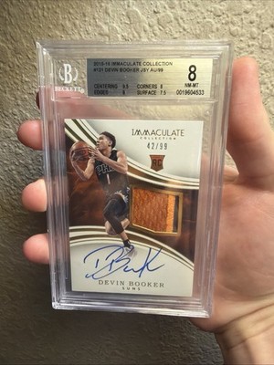2015 Immaculate Rookie Patch Auto Devin Booker /99 2 Color Patch BGS 8