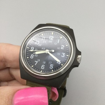 Vintage Stocker & Yale Sandy 184 Mens Watch 37mm Black Dial Green