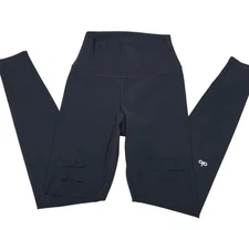 Alo Yoga Women's High Waist Ripped Warrior Black Leggings Size Small Performance