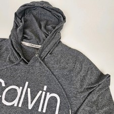 Calvin Klein Performance Women's M Gray Logo Lightweight Pullover Hoodie