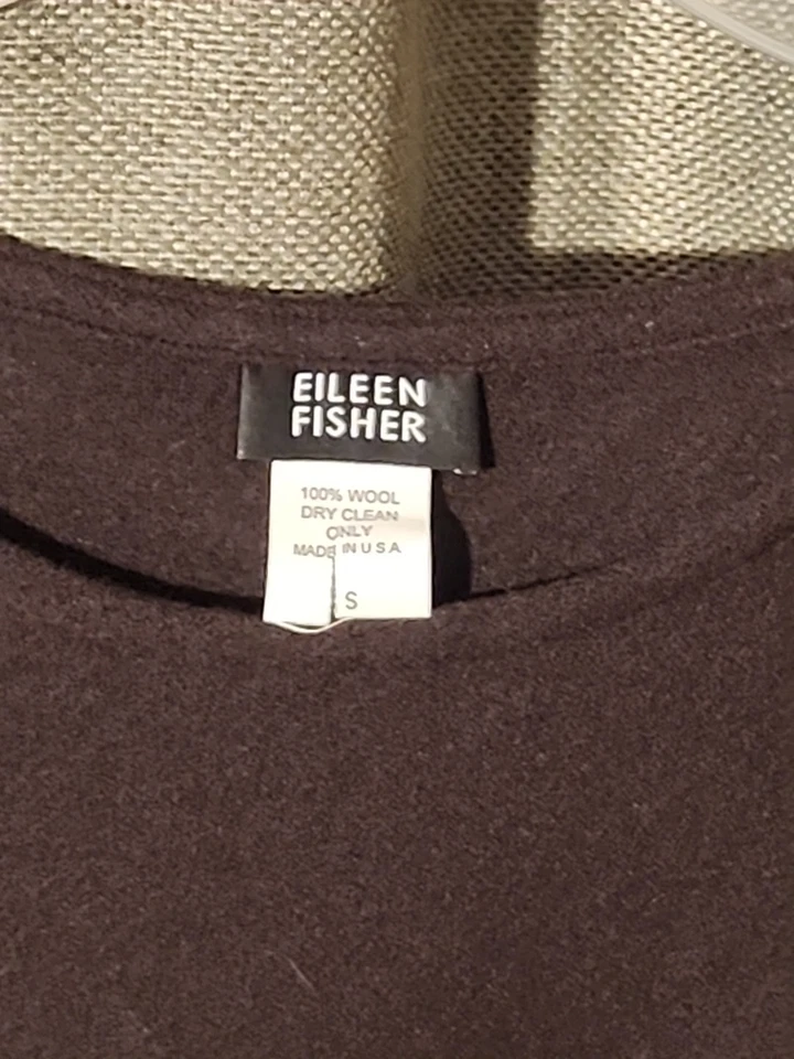 Vestido Largo Vintage Eileen Fisher Negro Lana Talla Pequeña Manga Larga Cuello Redondo Foto 4 de 4