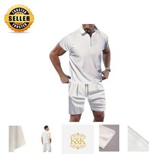 Lightweight Men's 2-Piece Tracksuit: Stylish Polo  Relaxed Shorts for Comfort
