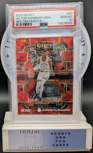 2023-24 Panini Select Victor Wembanyama Prizm! Red Cracked Ice! PSA 10! #87!