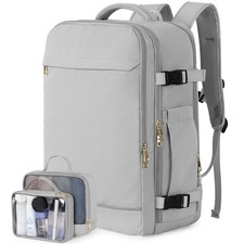 40L Travel Backpack 17in Laptop Carry On Flight Approved Waterproof Gray