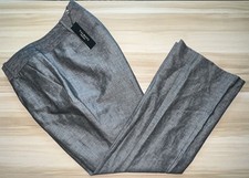Talbots Gray Linen Blend Pants Womens 14WP Petite Straight Leg Pleated 109 NEW