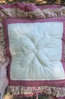 Vintage Pair of Pillows Hand-Quilted w/Pink Lace Trim Cases Removeable/Washable — photo 2