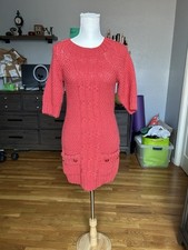 Handmade Soft Red Knitted Sweater Dress in Women’s Size Small