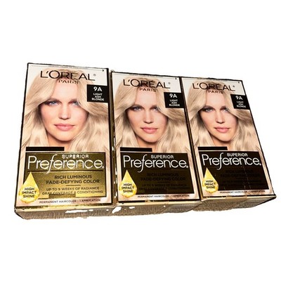 L'OREAL Set of 3 Preference Paris Light Ash Blonde 9A - Fade Defying Hair Color