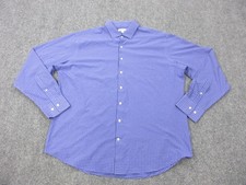 Peter Millar Shirt Mens XL Purple Check Polyester Long Sleeve Button Front