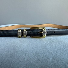 Brighton black leather belt - two tone buckle - 4B603 - snake print - size XL