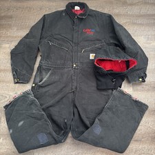 Carhartt X01 BLK Vintage Insulated Coveralls Mens 44 Short Black Duck Canvas USA
