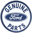 Genuine Ford Parts ROUND TIN SIGN vtg metal wall decor garage car truck logo 791
