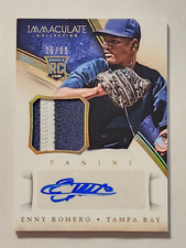 2014 PANINI IMMACULATE ENNY ROMERO GAME WORN JERSEY AUTO ROOKIE CARD #25/99 D