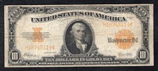 FR. 1173 1922 $10 TEN DOLLARS &ldquo;HILLEGAS&rdquo; GOLD CERTIFICATE NOTE VERY FINE (D)