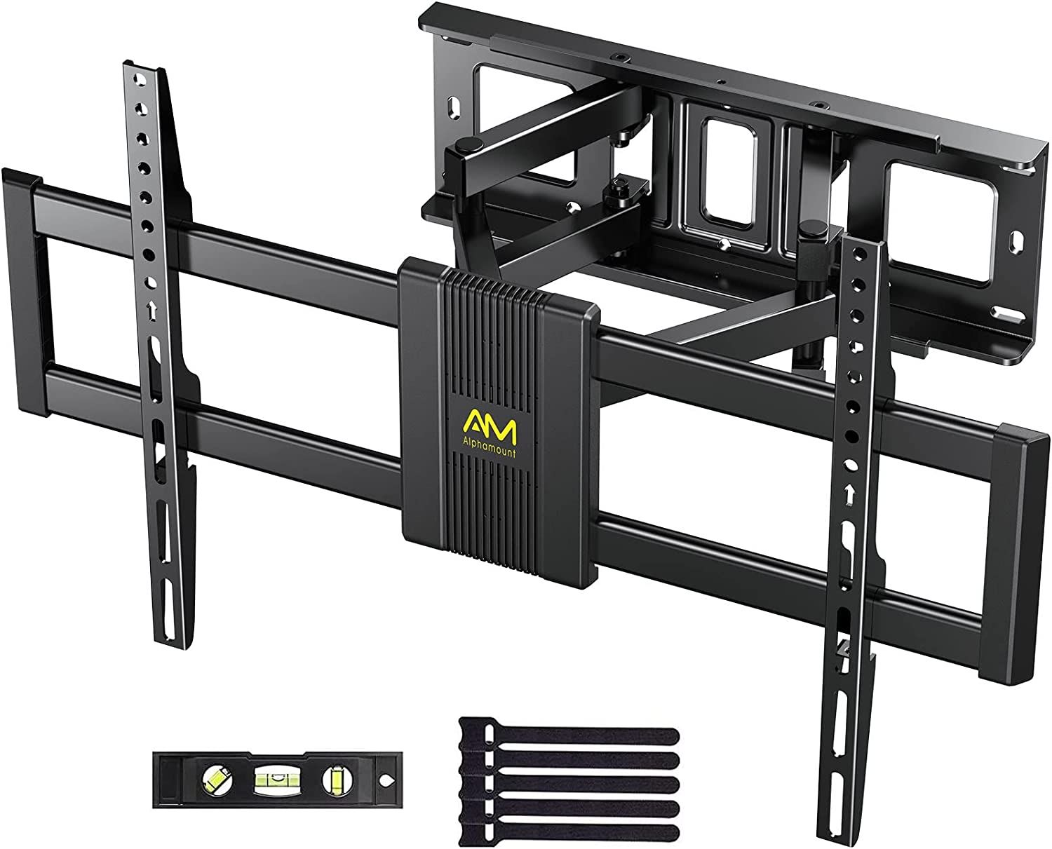 AM alphamount Full Motion TV Wall Mount for Most 37-75 Inch TVs up to Black
