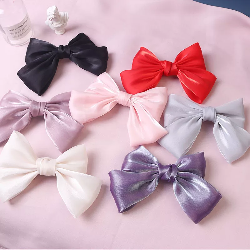 1PC Satin Hair Bows for Women Large Hair Barrettes Ribbon for Girls Giant  Long Bow Hair Clips Ponytail Holder Silk Big Hair Clips Accessories for  Women(Purple) 